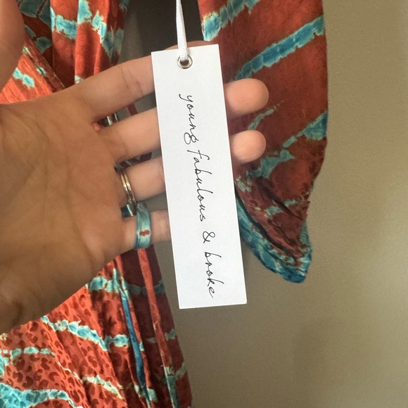 Young Fabulous & Broke Belle Midi Wrap Dress Tie Dye Boho Rust Small - Picture 3 of 6